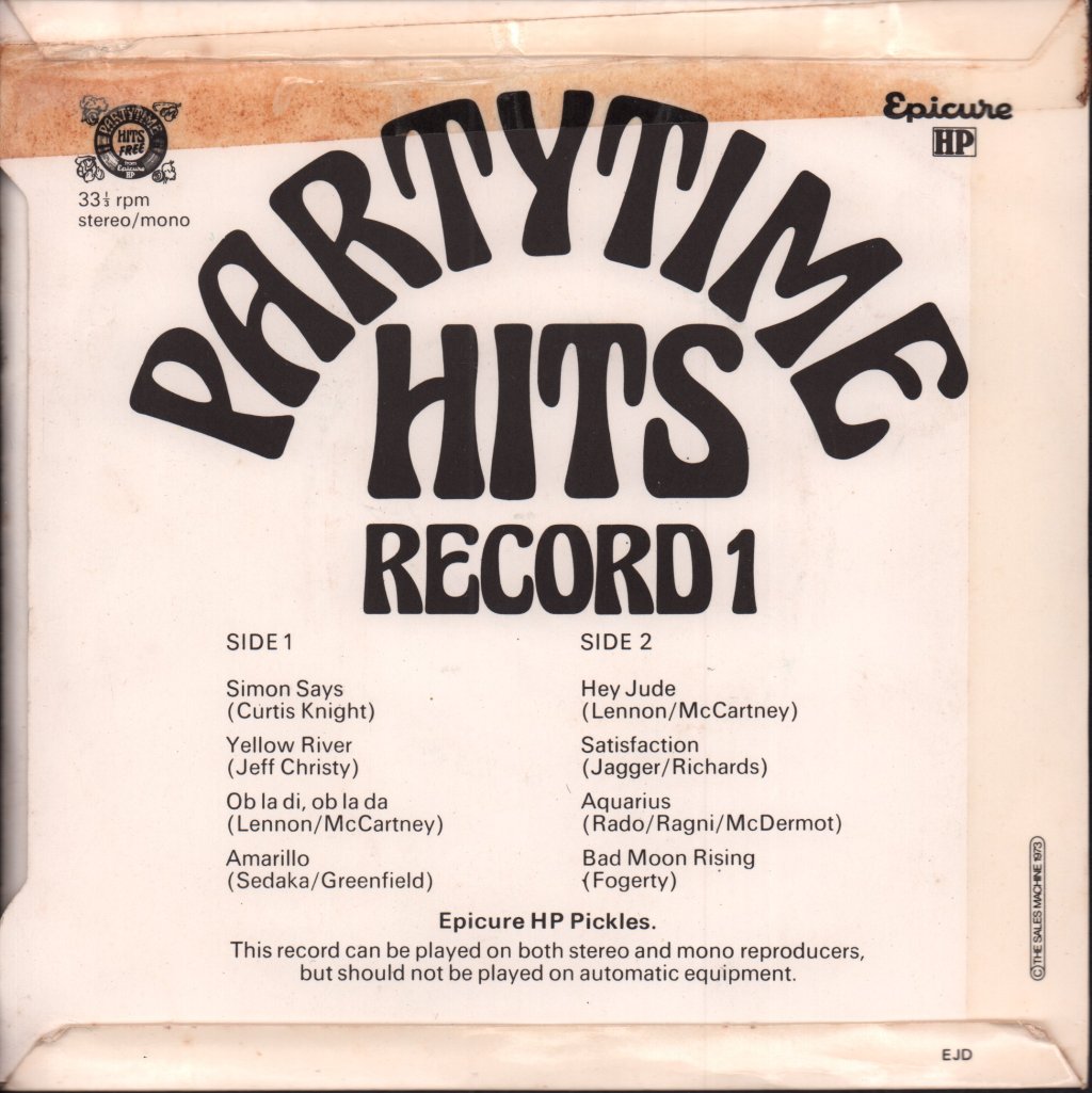 Partytime Hits Record 1 - Partytime Hits Record 1 - 7 Inch