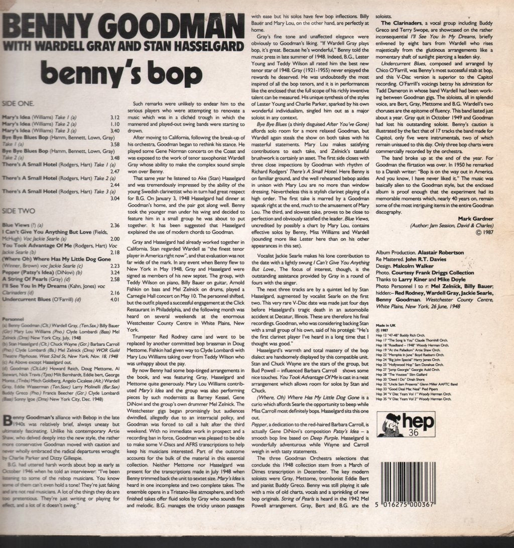 Stan Hasselgard - Benny's Bop - Lp