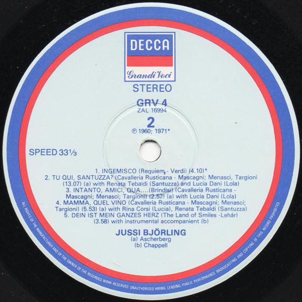 Jussi Bjorling - Arias From Cavalleria Rusticana - Lp