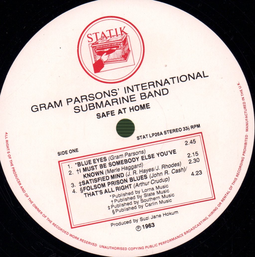 Gram Parsons' International Submarine Band - Safe At Home - Lp