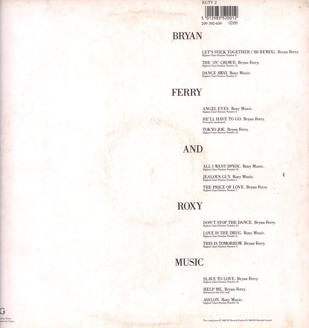 Bryan Ferry And Roxy Music - Ultimate Collection - Lp