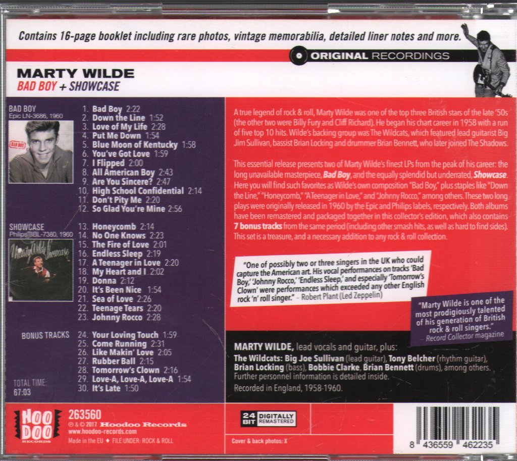 Marty Wilde - Bad Boy + Showcase - Cd
