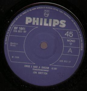 Jon Britten - Once I Had A Dream - 7 Inch