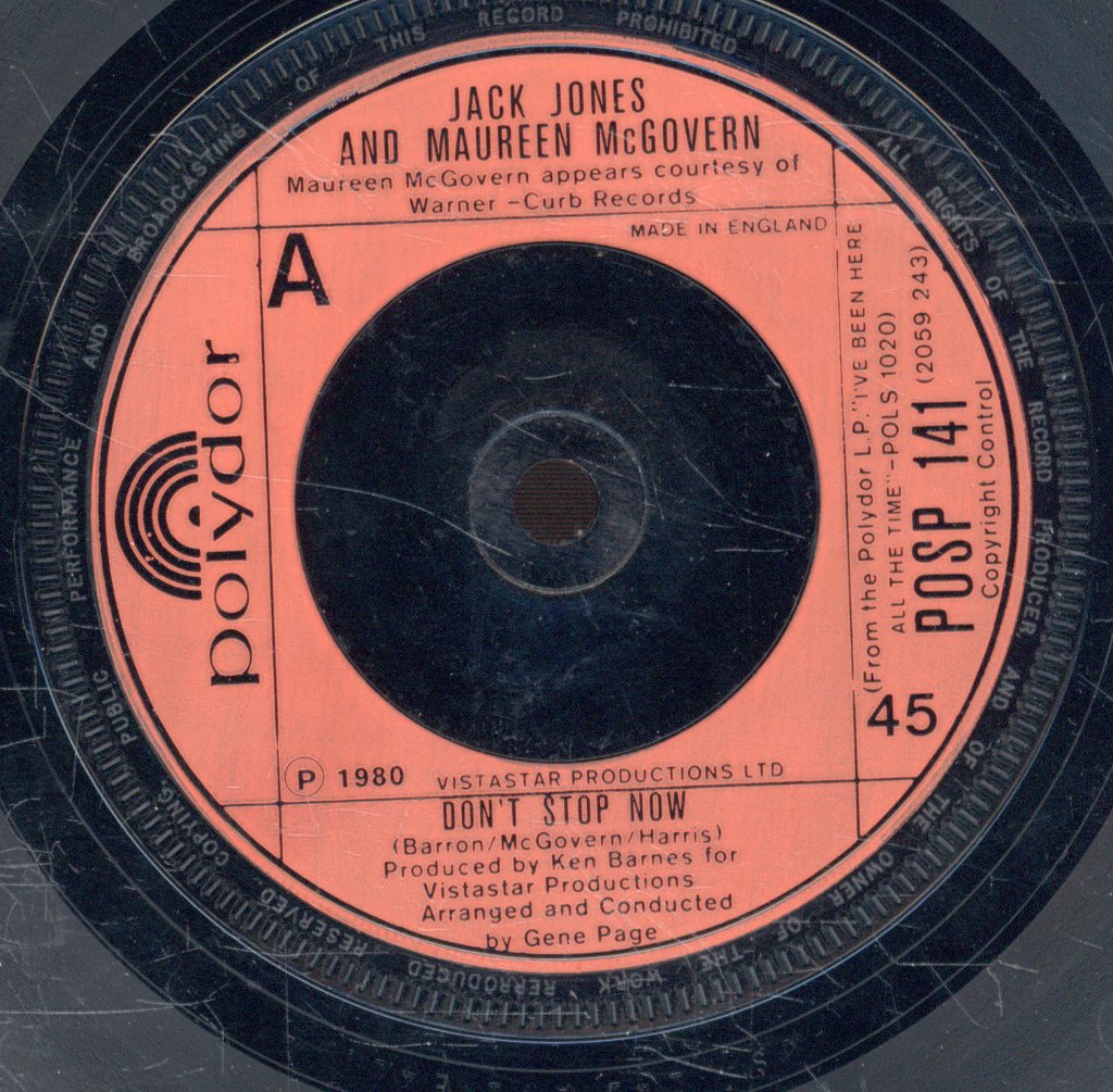 Jack Jones And Maureen Mc Govern - Don't Stop Now - 7 Inch