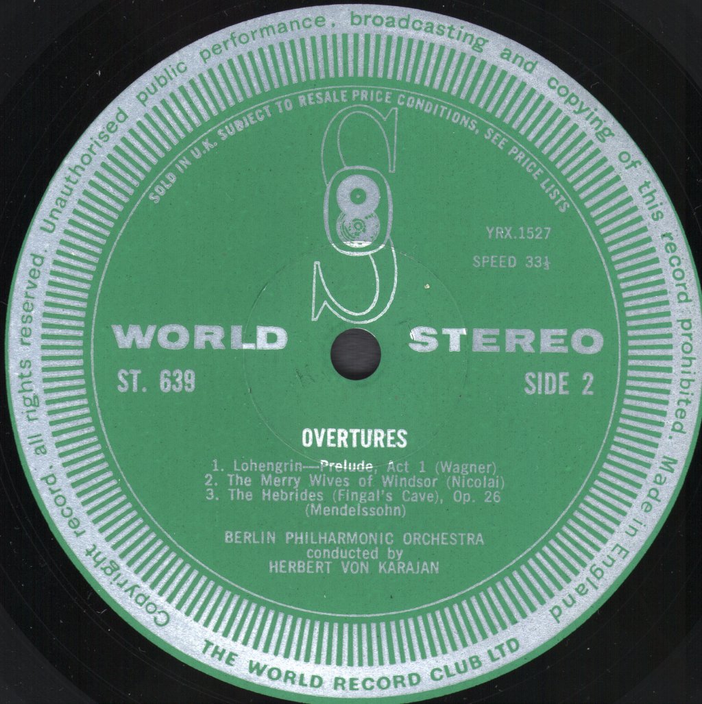 Herbert Von Karajan / Berlin Philharmonic Orchestra - Karajan Conducts Overtures - Lp