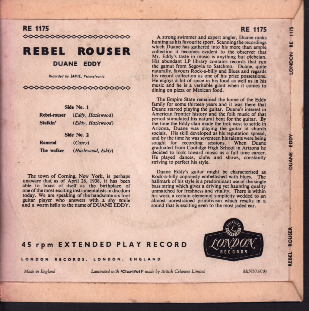 Duane Eddy - Rebel Rouser - 7 Inch
