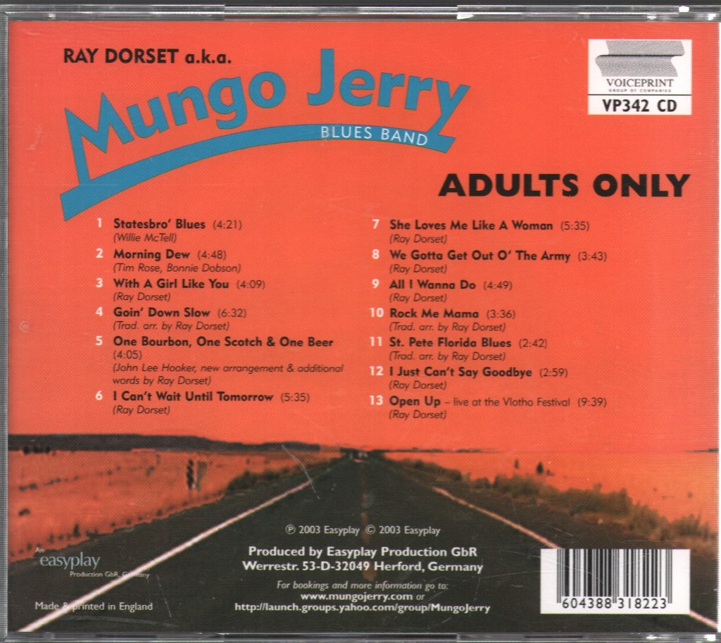 Mungo Jerry Blues Band - Adults Only - Cd