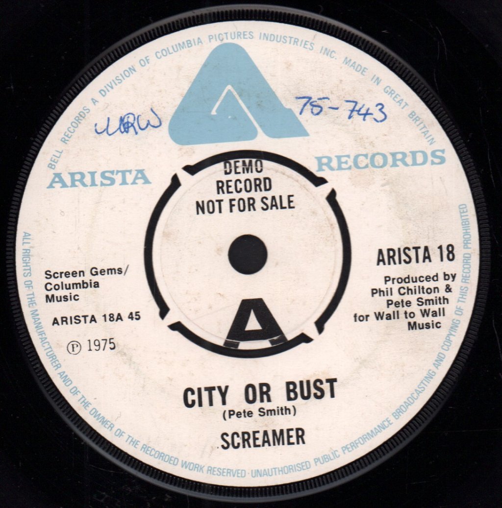 Screamer - City Or Bust - 7 Inch