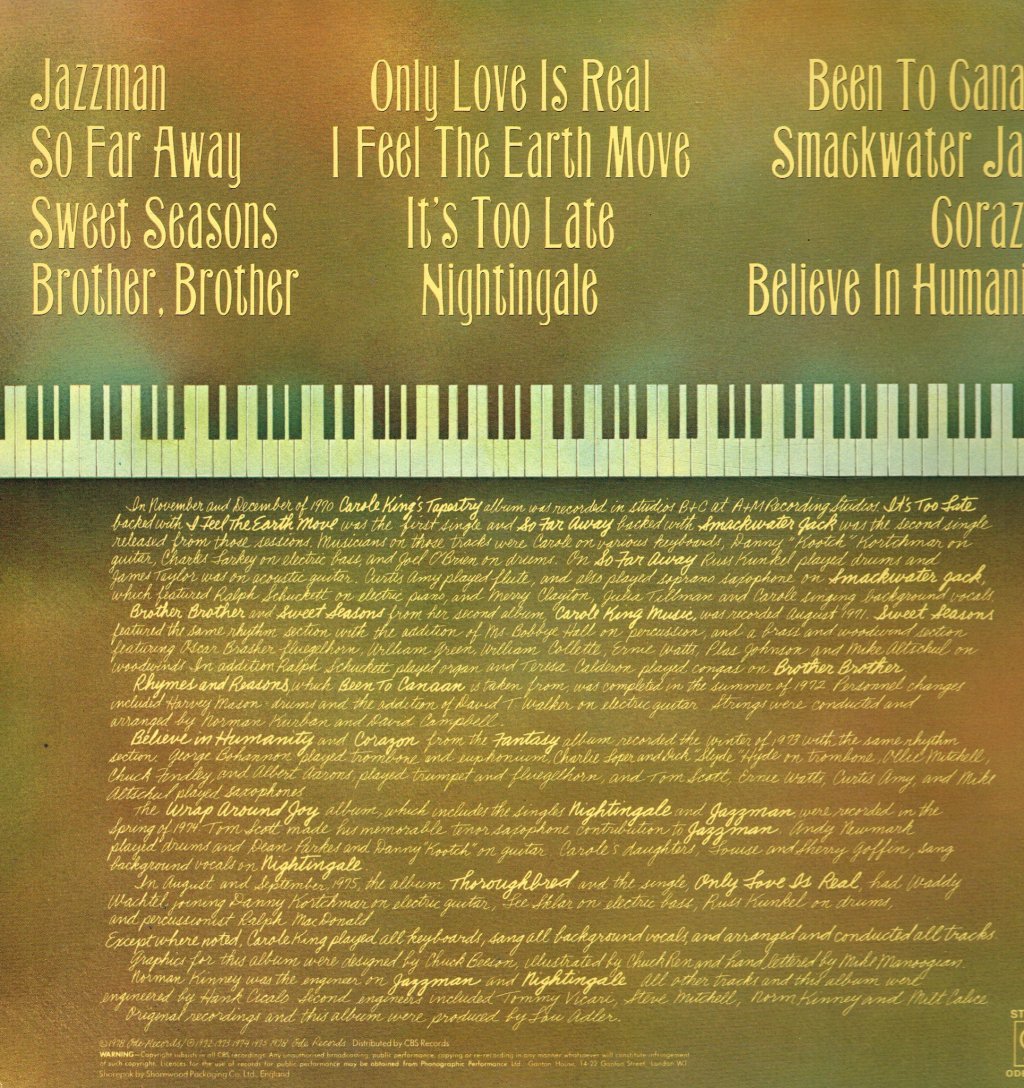 Carole King - Her Greatest Hits (Songs Of Long Ago) - Lp