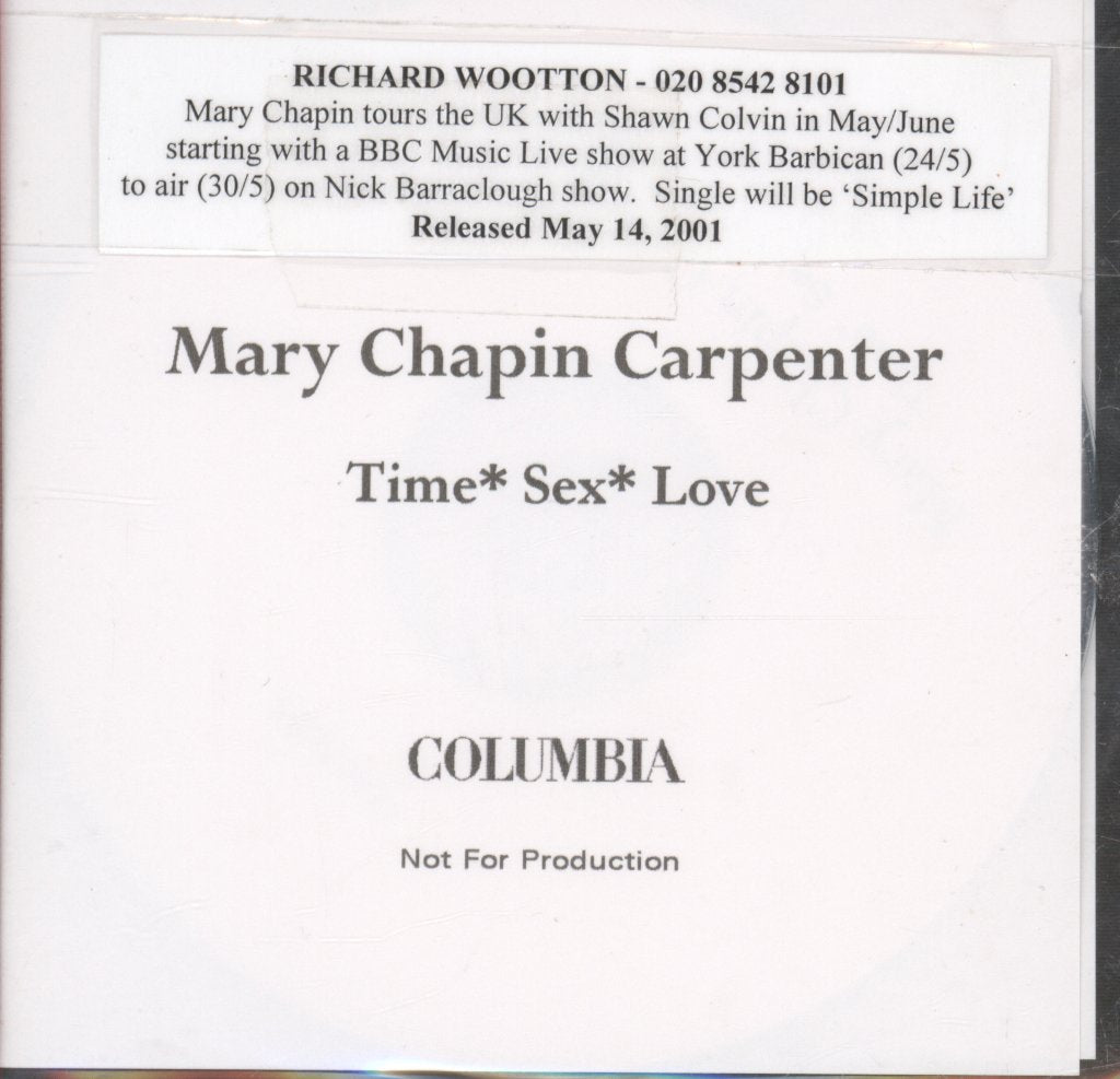 Mary Chapin Carpenter - Time Sex Love - Cdr