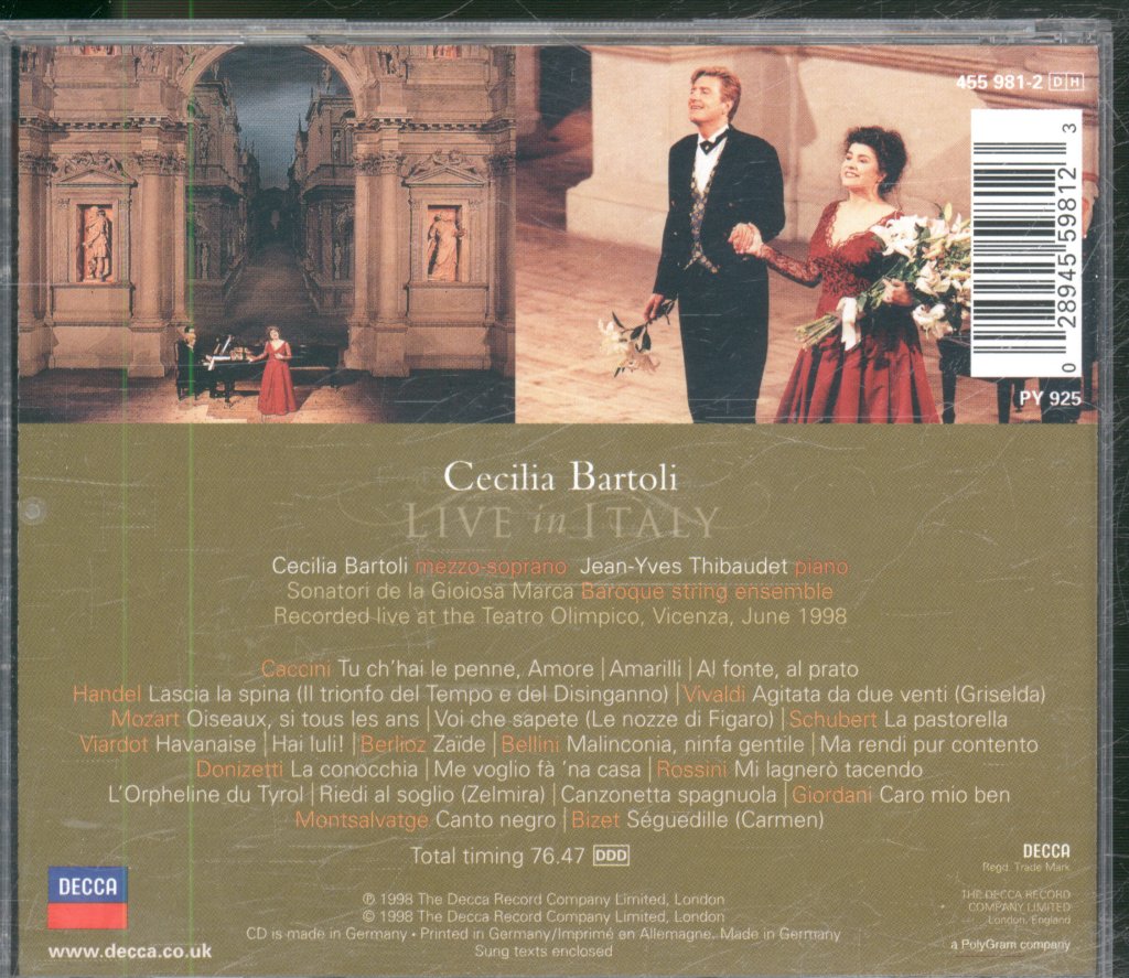 Cecilia Bartoli - Live In Italy - Cd