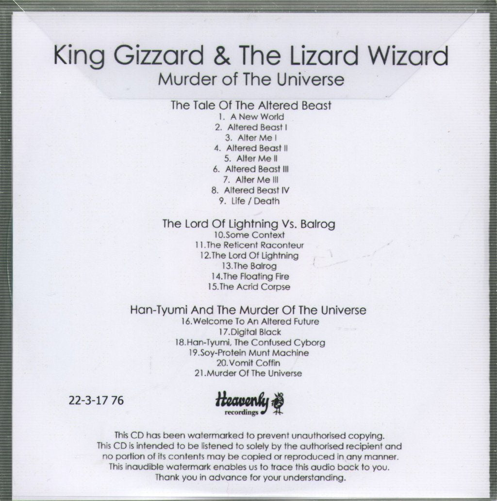 King Gizzard And The Lizard Wizard - Murder Of The Universe - Cdr