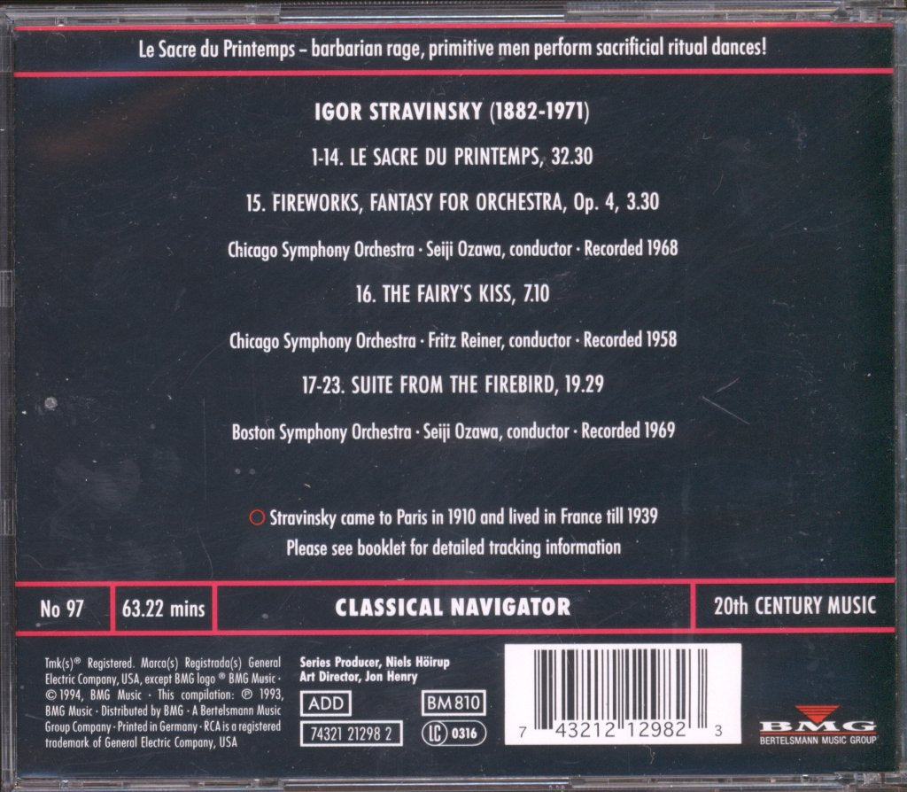 Seiji Ozawa / Chicago Symphony Orchestra - Stravinsky - Le Sacre Du Printemps / Firebird Suite - Cd
