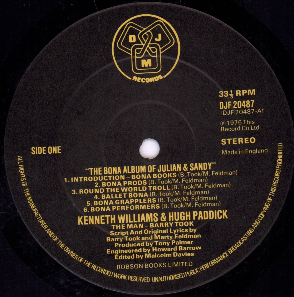 Kenneth Williams Hugh Paddick and Barry Took - Bona Album Of Julian & Sandy - Lp