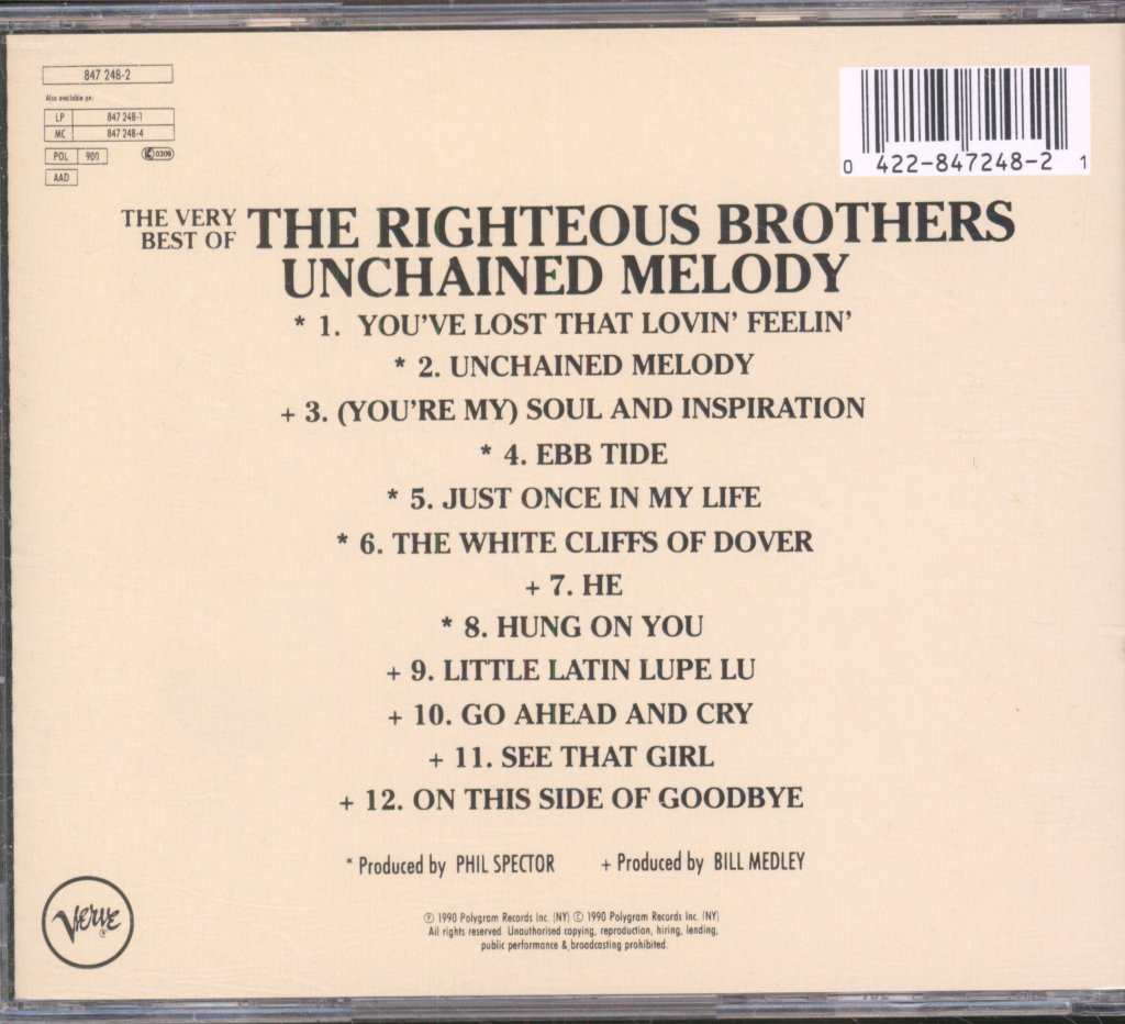 Righteous Brothers - Very Best Of The Righteous Brothers - Unchained Melody - Cd