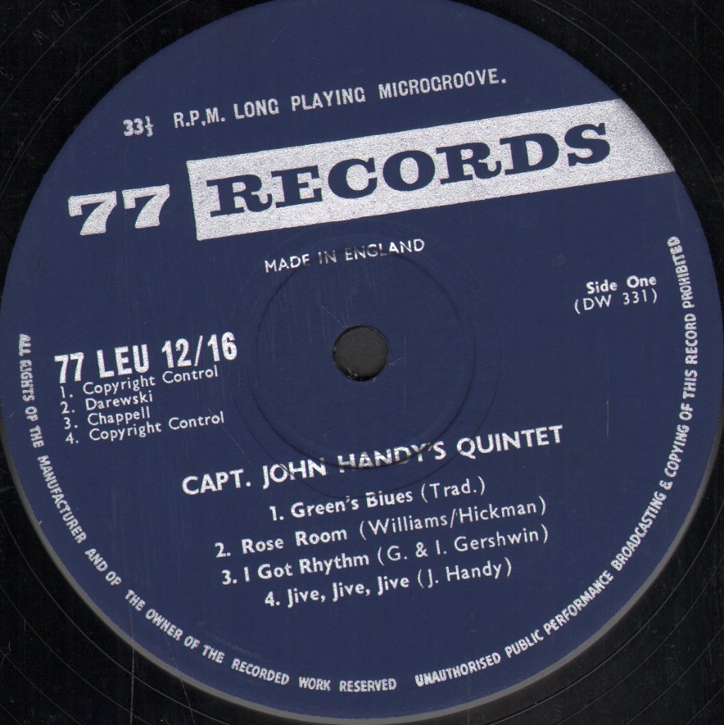Capt. John Handy's Quartet And Quintet - Handyman Vol 1 - Lp