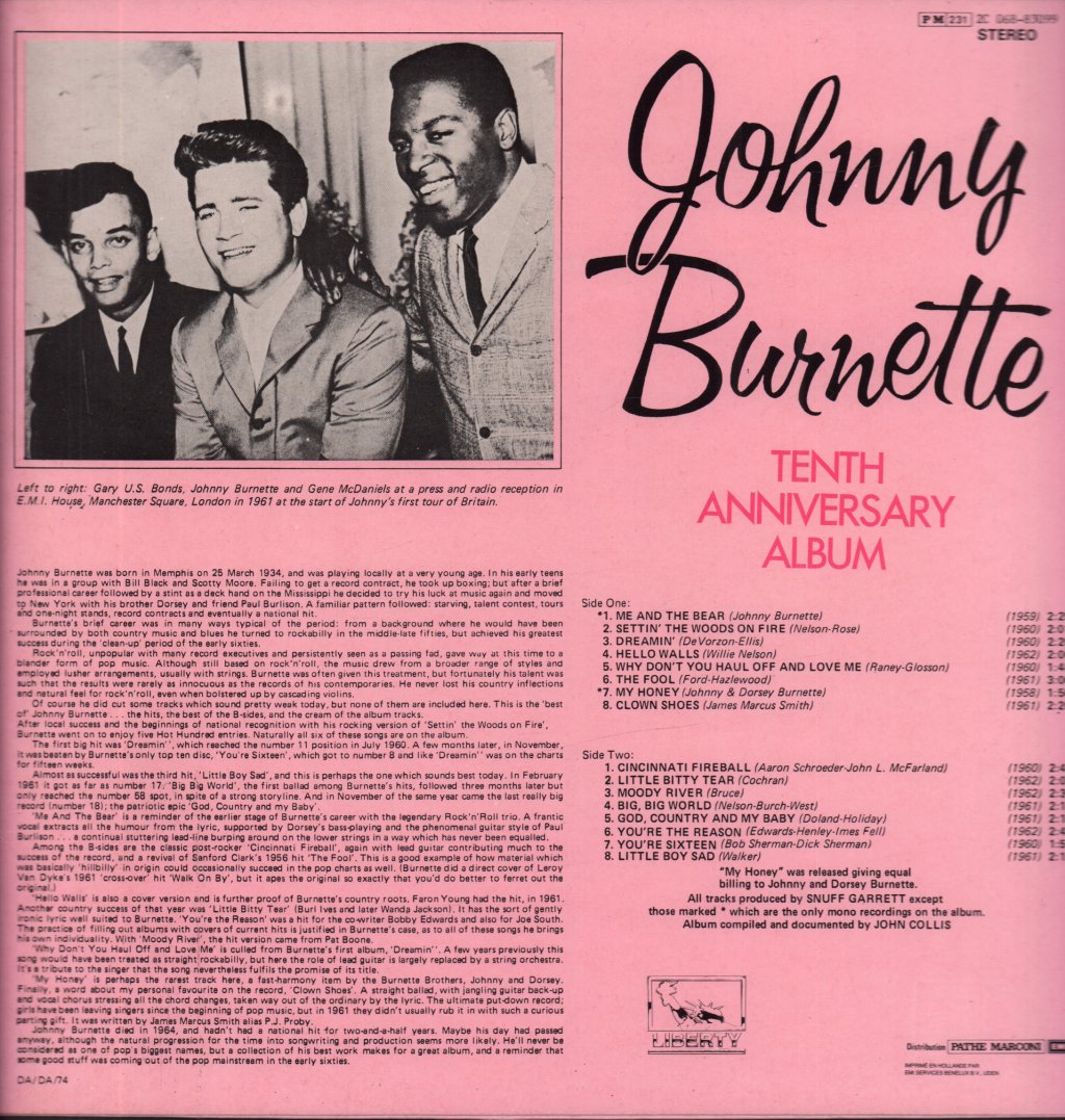 Johnny Burnette - Tenth Anniversary Album - Lp