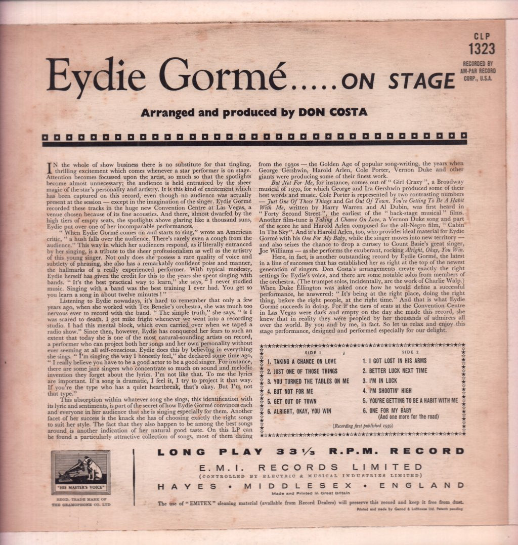 Eydie Gorme - On Stage - Lp