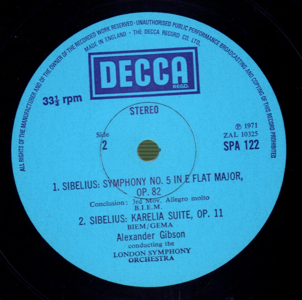 Sibelius - Symphony No. 5 In E Flat Major, Op.82 / Karelia Suite, Op.11 - Lp