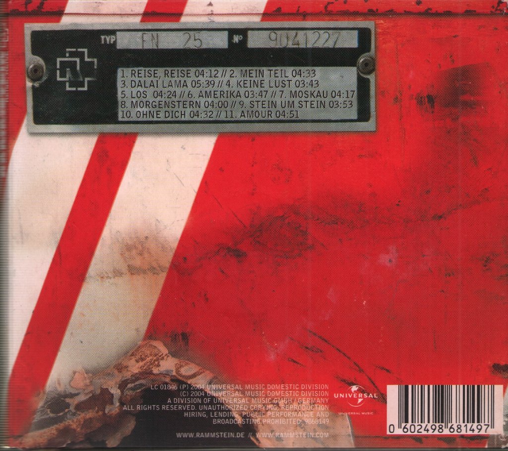 Rammstein 直筆サイン入Reise, Reise ラムシュタイン ライゼ RAMMSTEIN