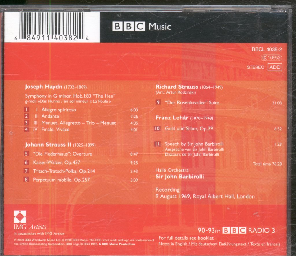 Hallé Orchestra, Sir John Barbirolli - A Viennese Evening At The Proms - Cd