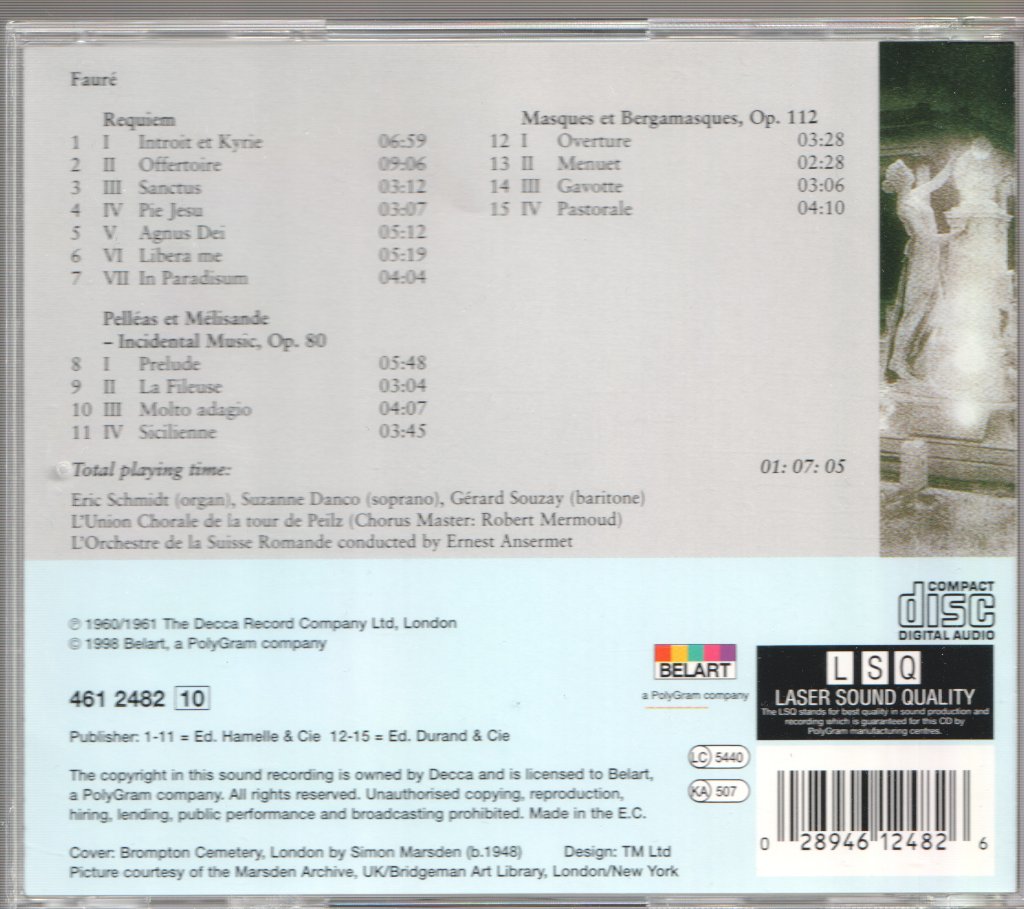 L'Orchestre De La Suisse Romande, Ernest Ansermet - Gabriel Fauré - Requiem - Cd