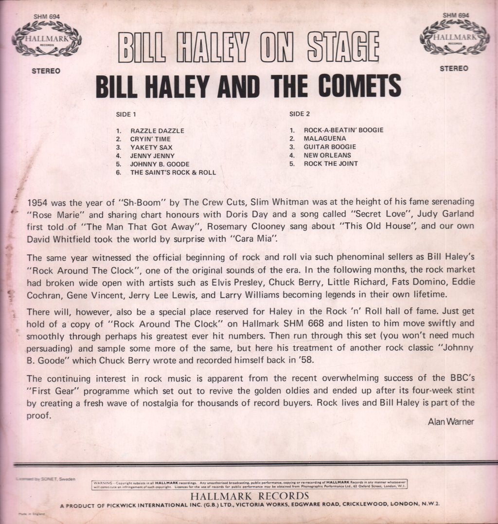Bill Haley And His Comets - Bill Haley On Stage - Lp