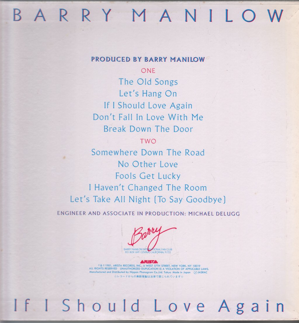 Barry Manilow - If I Should Love Again - Lp