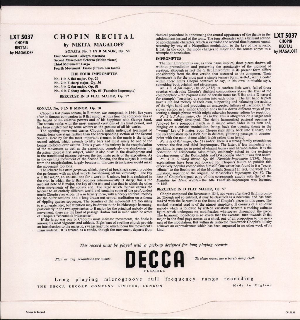 Nikita Magaloff - Chopin Recital - Lp