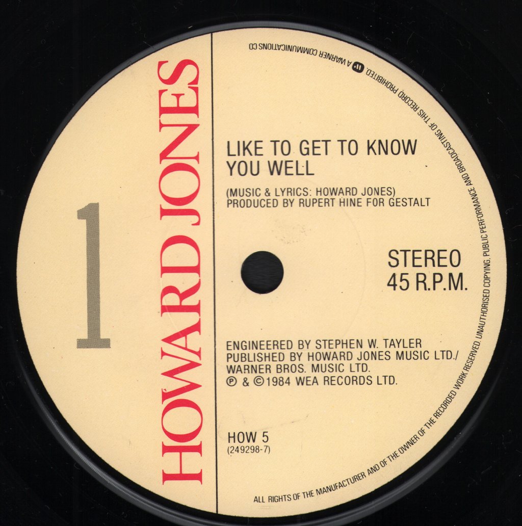 Howard Jones - Like To Get To Know You Well - 7 Inch