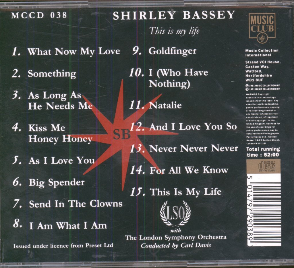 Shirley Bassey With The London Symphony Orchestra Conducted By Carl Davis - This Is My Life - Cd