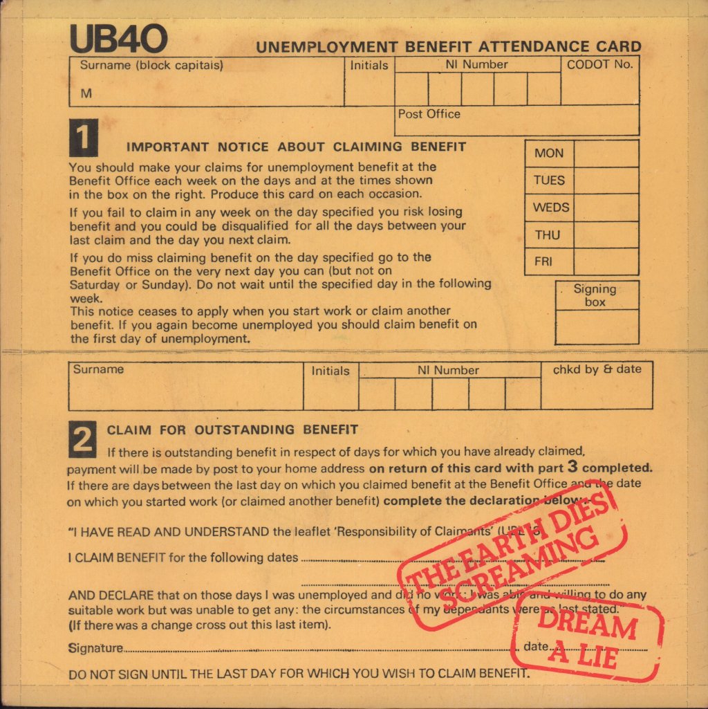 UB40 - Earth Dies Screaming - 7 Inch