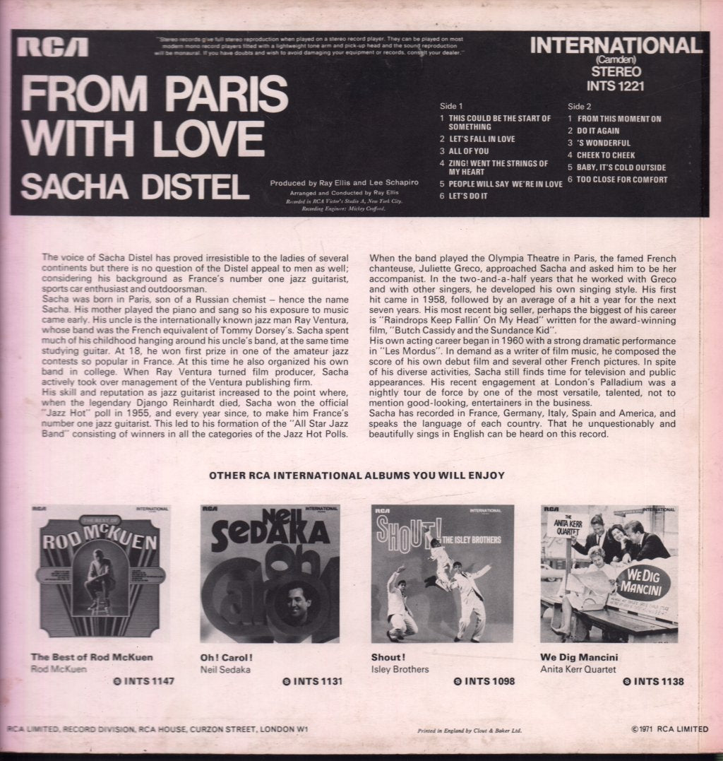 Sacha Distel - From Paris With Love - Lp