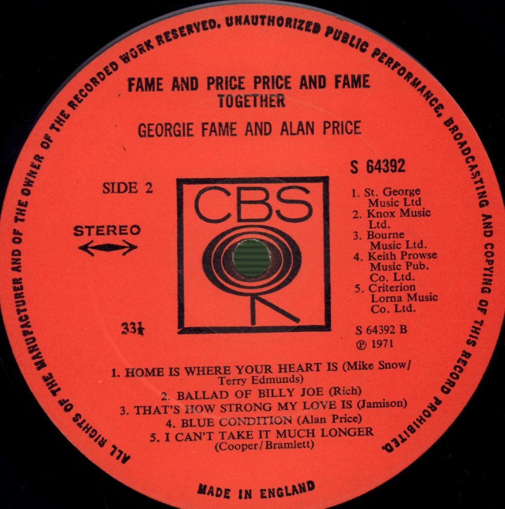 Georgie Fame And Alan Price - Fame and Price Together - Lp