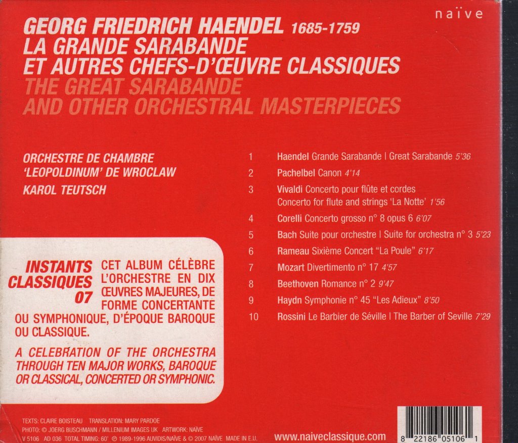 Georg Friedrich Händel - La Grande Sarabande - Cd