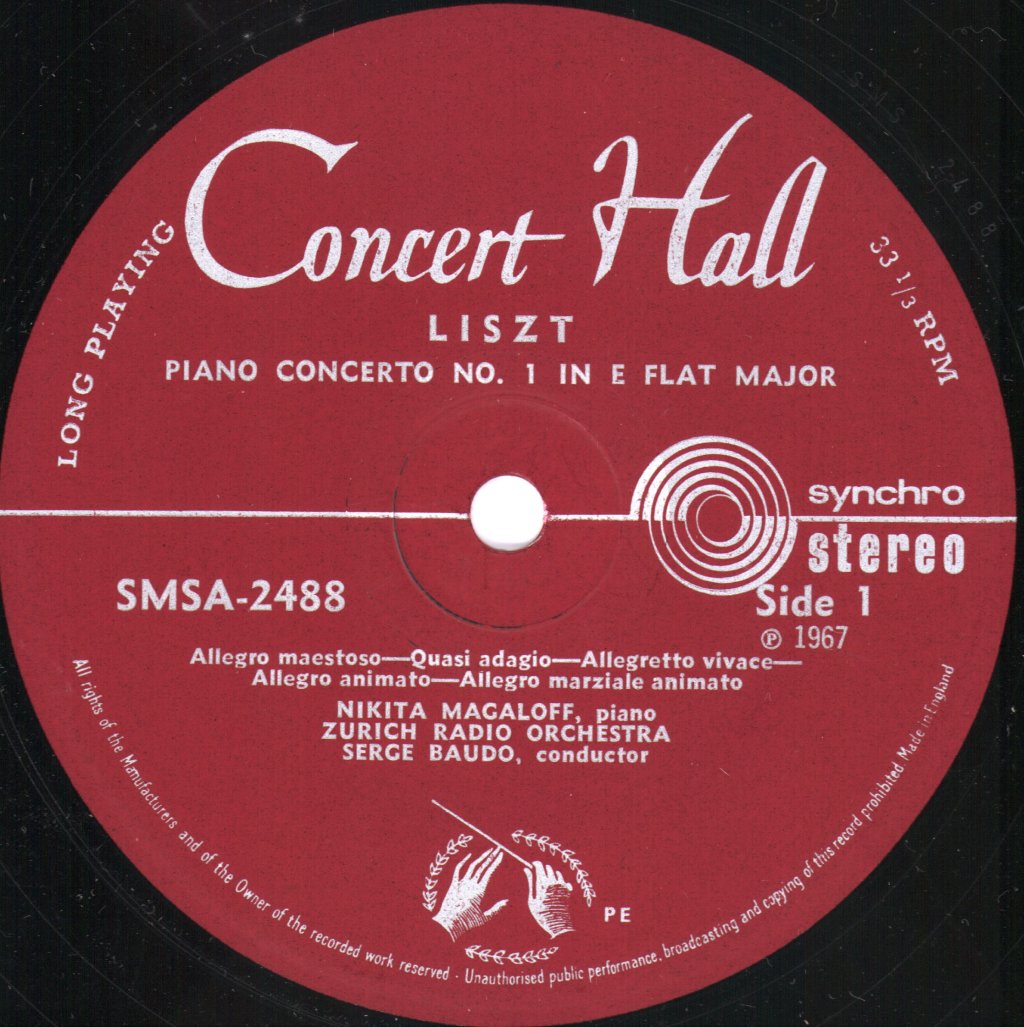Nikita Magaloff / Zurich Radio Orchestra / Serge Baudo - Liszt Piano Concertos Nos. 1 & 2 - Lp