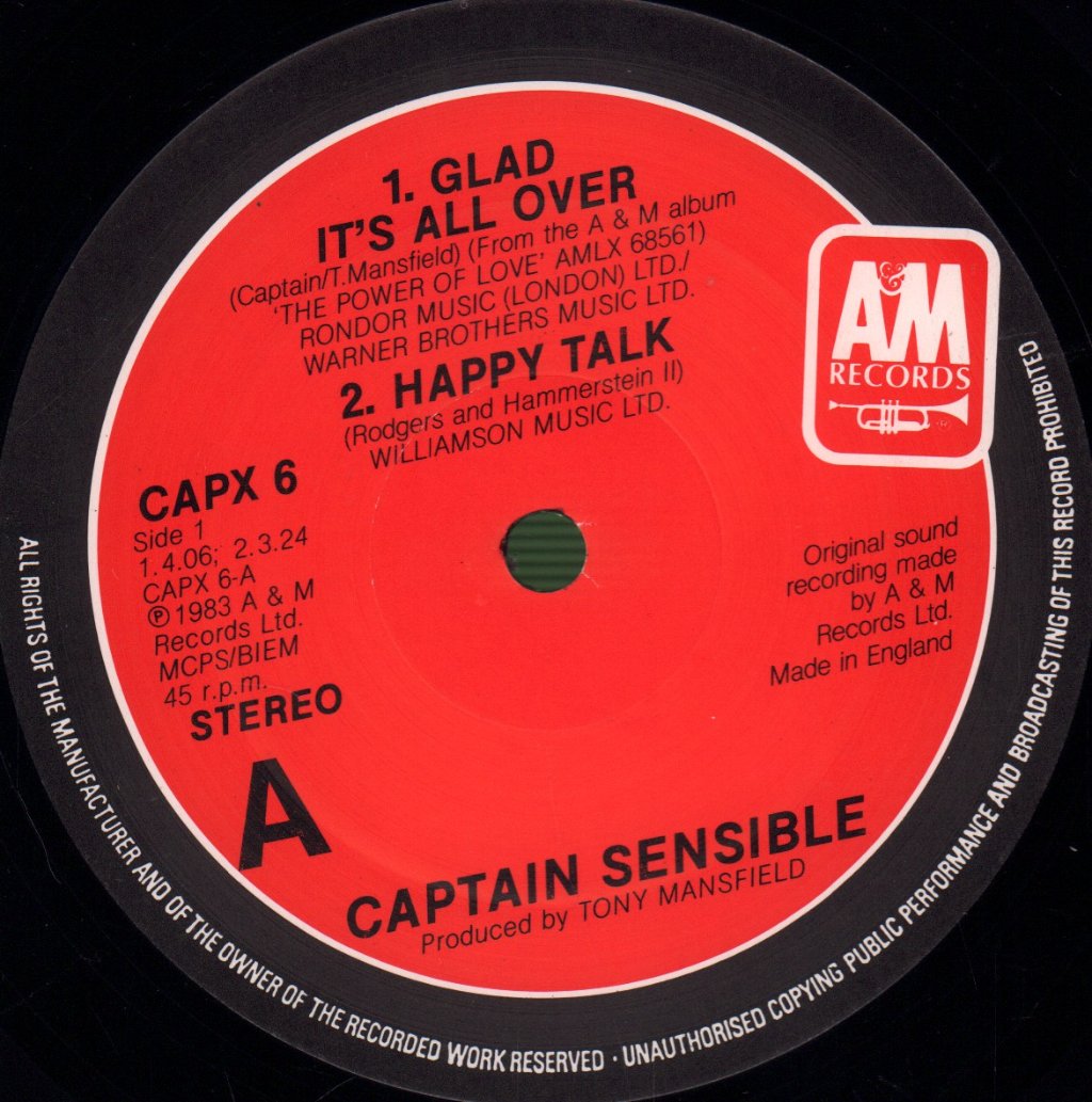 Captain Sensible - Glad It's All Over - 12 Inch