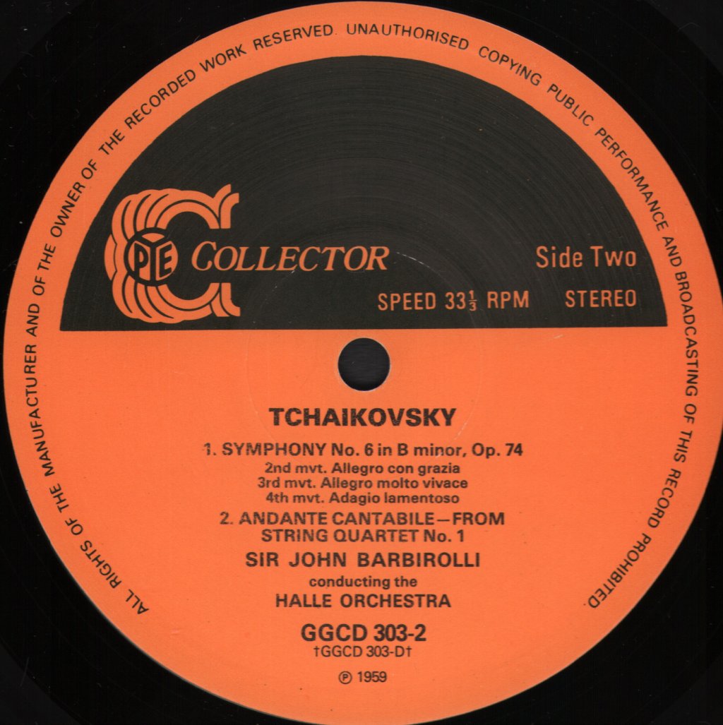Sir John Barbirolli / Halle Orchestra - Tchaikovsky - Marche Slave Op.31 / Symphony No.4 / Symphony No.5 - Double Lp