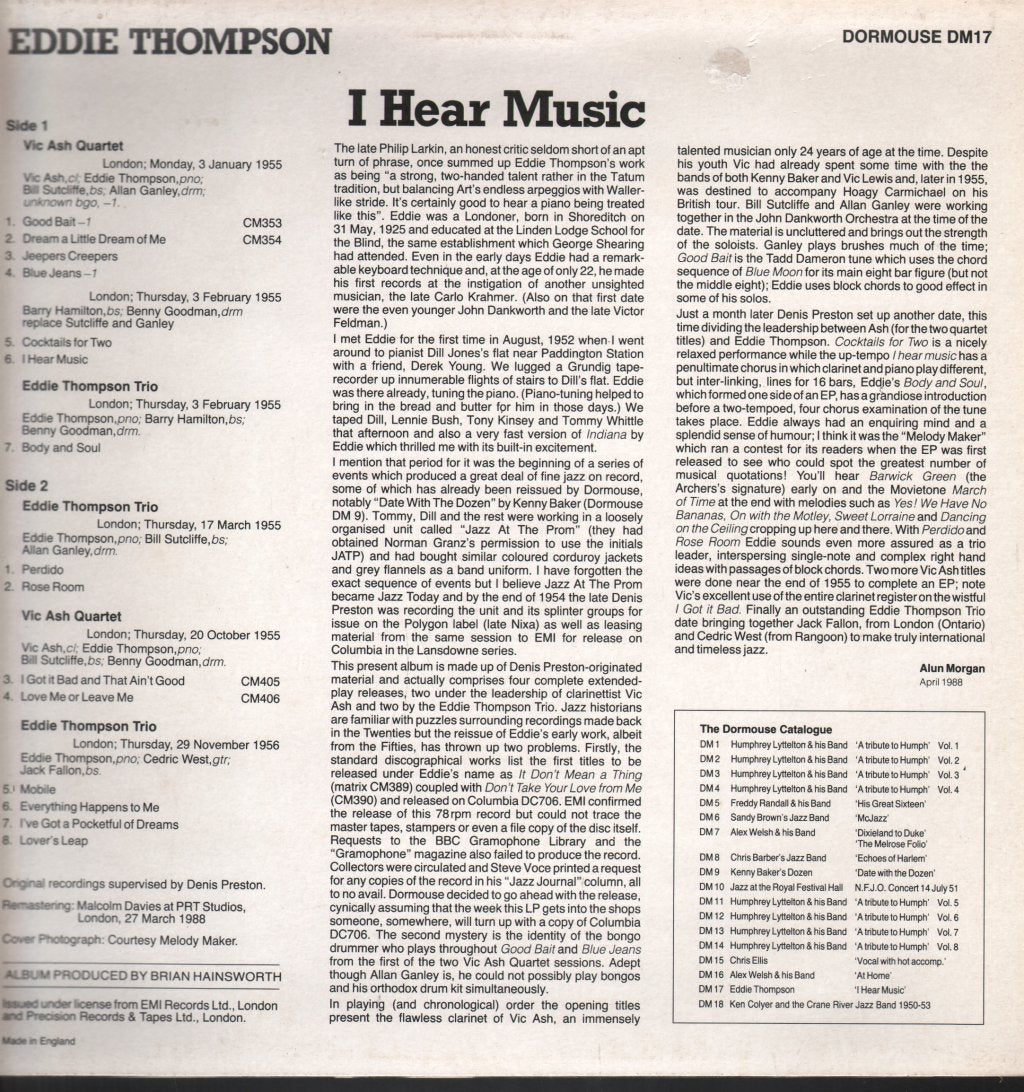 Eddie Thompson - I Hear Music - Lp