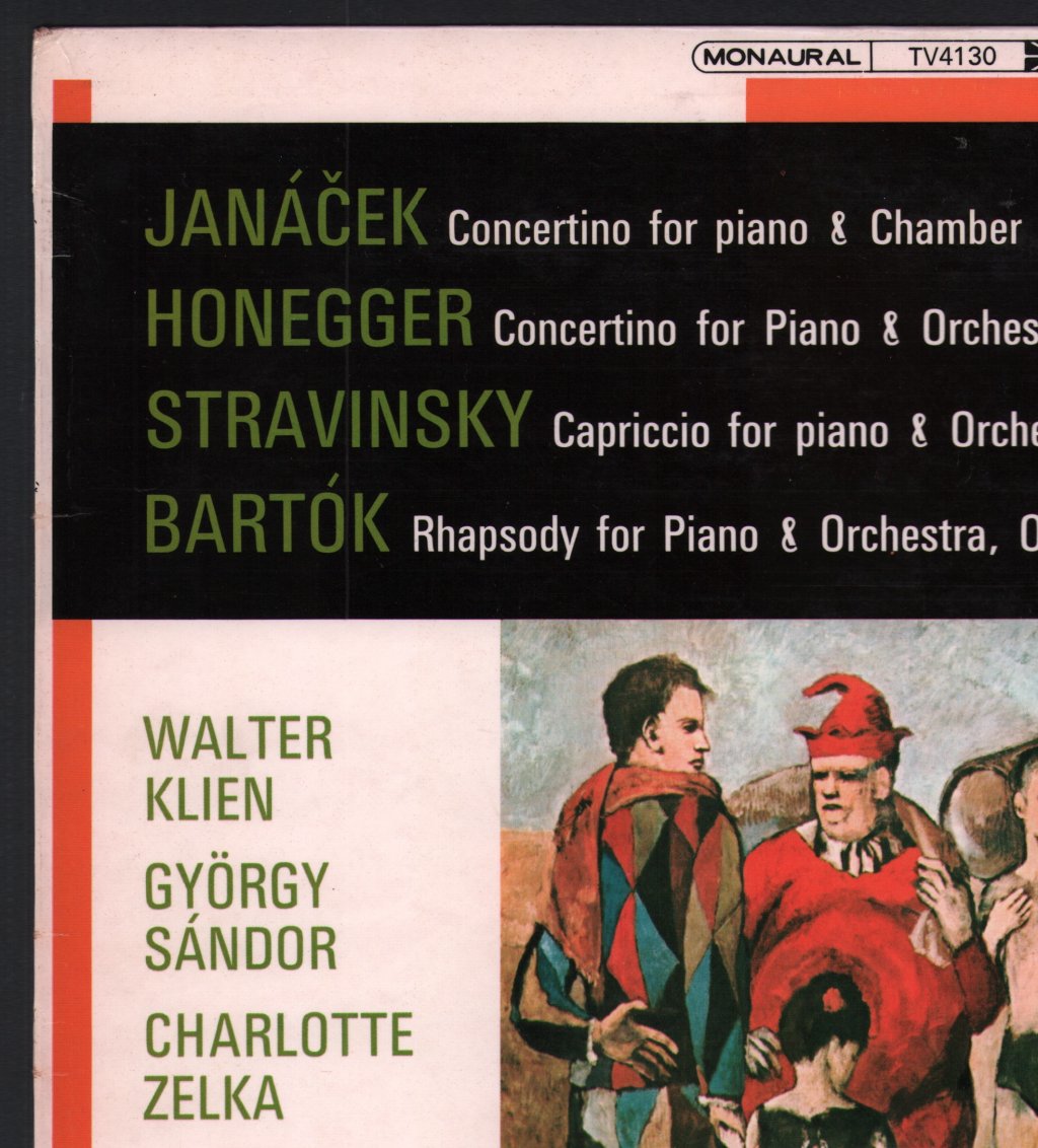 Walter Klien / Gyorgy Sandor / Charlotte Zelka - Janacek - Concertino For Piano & Chamber Orchestra / Honegger - Concertino For Piano & Orchestra - Lp
