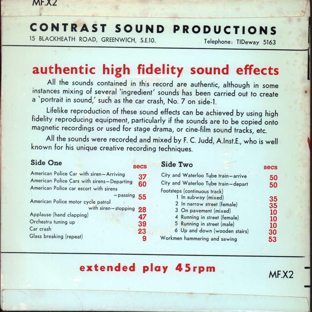 Frederick Judd - Authentic High Fidelity Sound Effects - 7 Inch