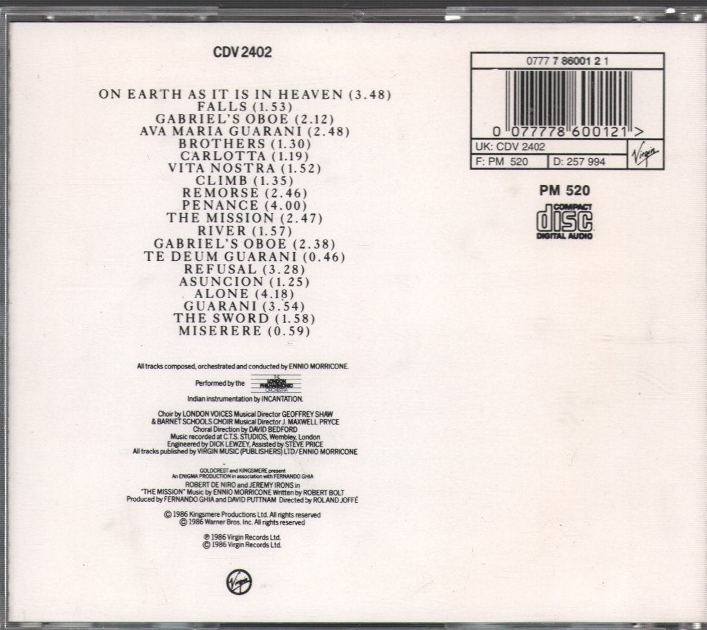 Ennio Morricone - Mission (Original Soundtrack From The Film) - Cd