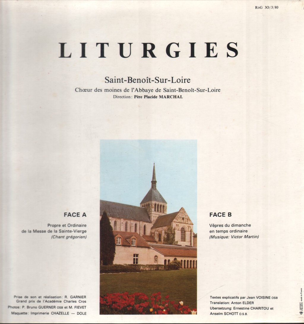 Choeur Des Moines De L'abbaye St.pierre De Solesmes De Saint Benoit-sur-Loire - Liturgies - Lp