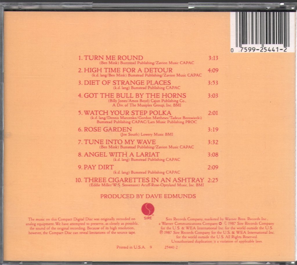 K.D. Lang And The Reclines - Angel With A Lariat - Cd