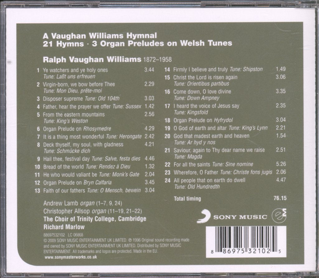 Choir Of Trinity College Cambridge, Richad Marlow - A Vaughan Williams Hymnal - Cd