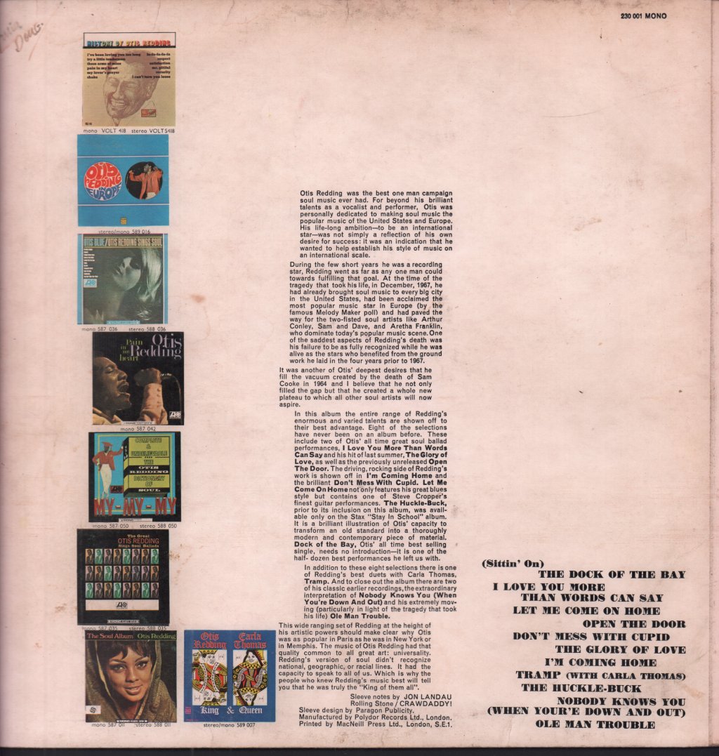 Otis Redding - Dock Of The Bay - Lp