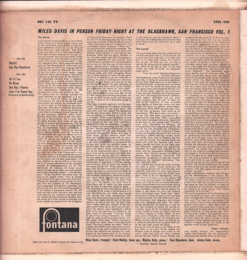 Miles Davis - In Person Friday Night At The Blackhawk San Francisco Volume I - Lp