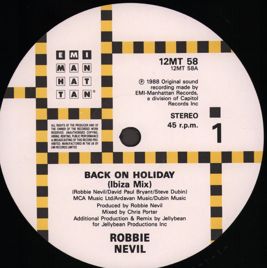 Robbie Nevil - Back On Holiday - 12 Inch