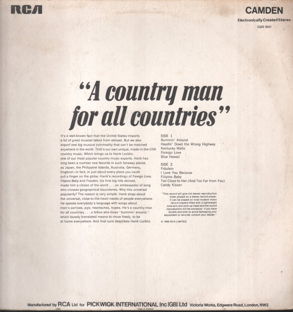 Hank Locklin - Bummin Around - Lp