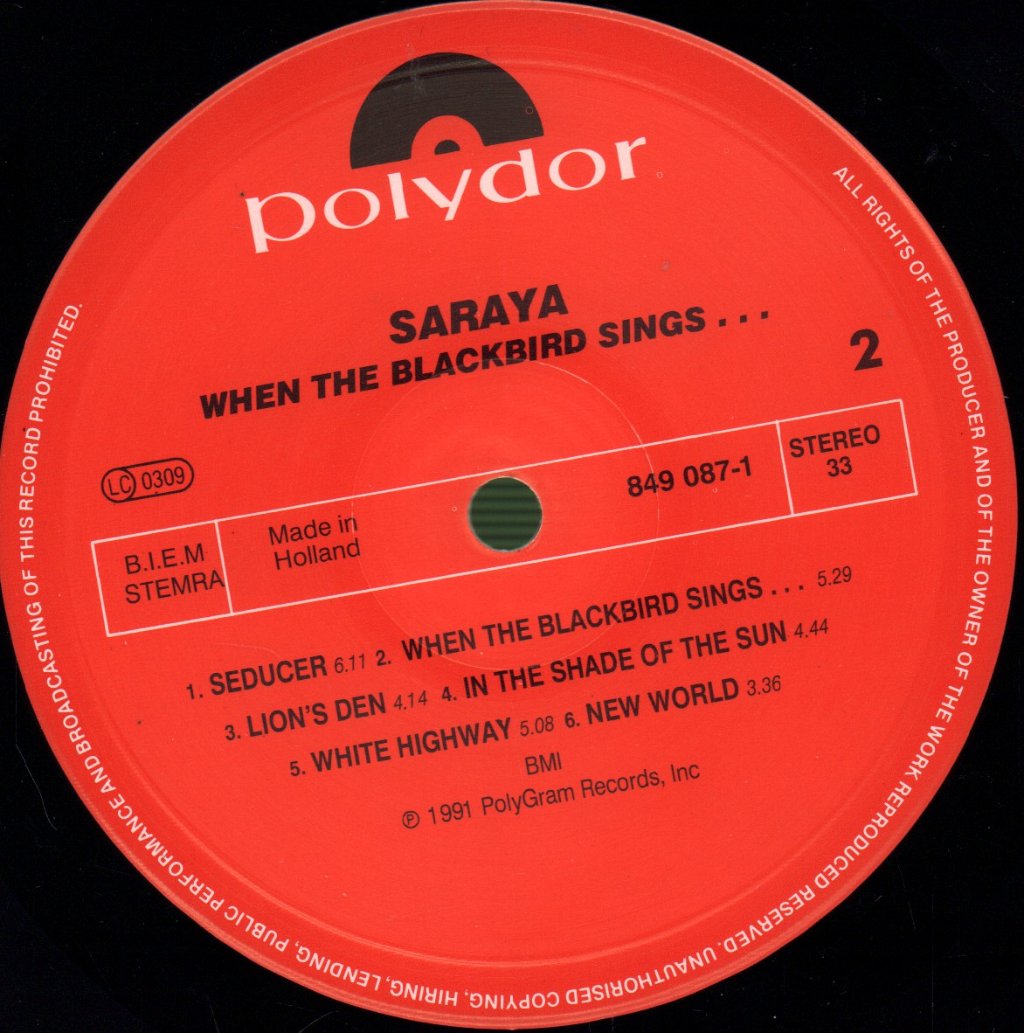 Saraya - When The Blackbird Sings... - Lp